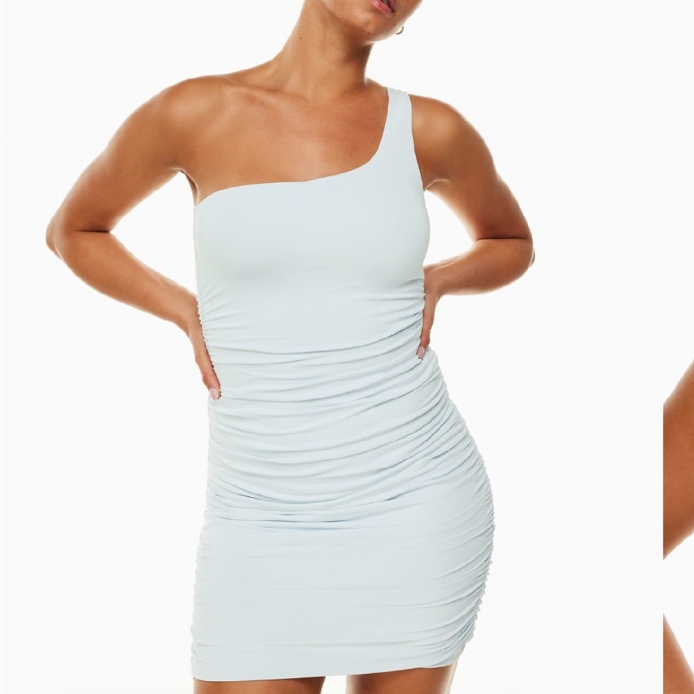 Aritzia Babaton One-Shoulder Beverly Contour Iceberg Blue Dress, NWOT